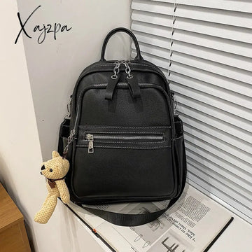 Xajzpa - High Quality Leather Backpack Bags For Women Winter School Teenagers Girls Luxury Back